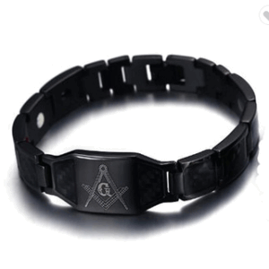 316L stainless steel masonic symbol magnetic bracelet,Carbon fiber inlay